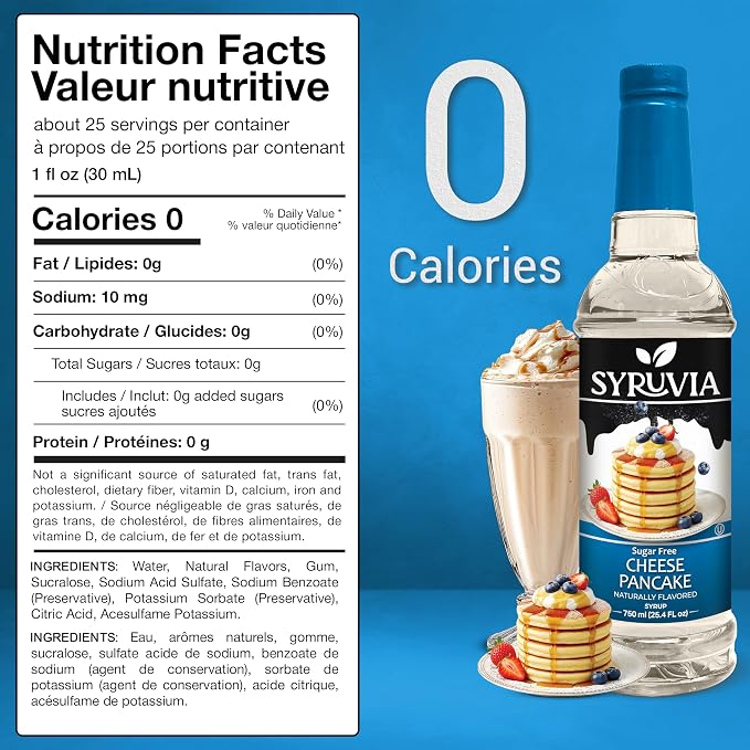 Syruvia Sugar Free Coffee Syrup, Cheese Pancake Flavored Syrup for Drinks, Lattes and Desserts – 25.4 fl oz, With Pump - Image 2