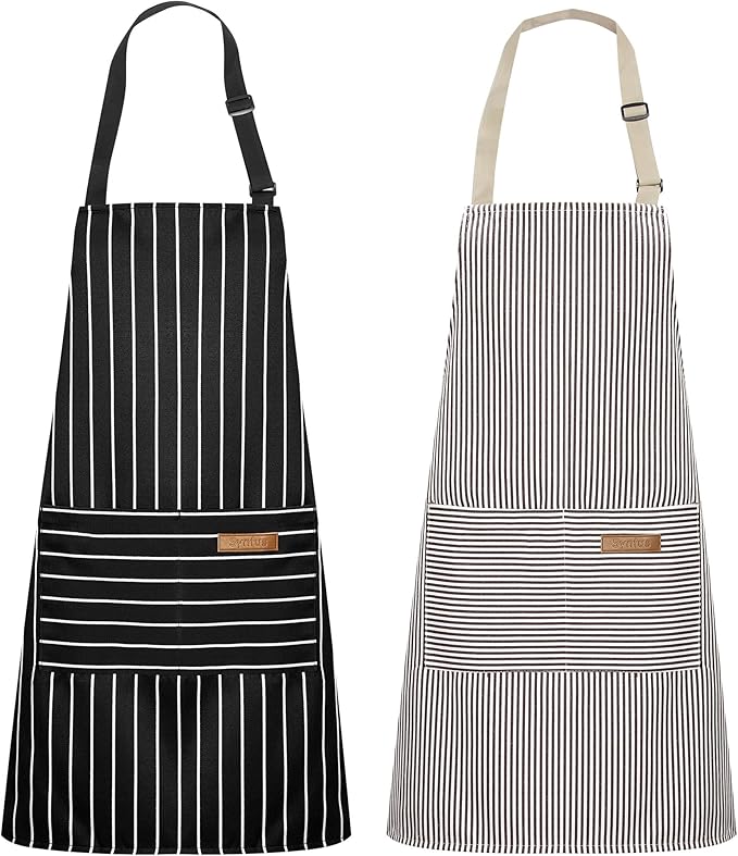 Syntus Apron for Men Women, Adjustable Cooking Kitchen Apron with 2 Pockets | Machine Washable, Firm Stitching, Stain Resistance, Long Tie Straps, 2 Pockets, Versatility, Unisex Use, Gift, BBQ by Syntus