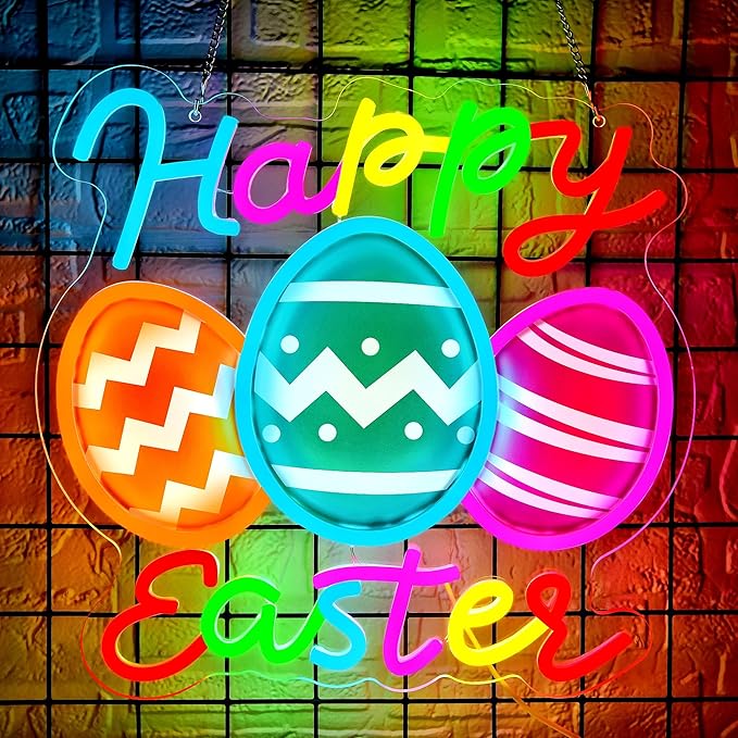 Easter Egg Neon Signs for Wall Decor Dimmable Easter Egg Neon Light Sign Festival Decor for Shop Party Kids Room Window Bar Pink Festival Eggs Signs for Spring Decoration Gifts Size 12.9*12.6in(P040)