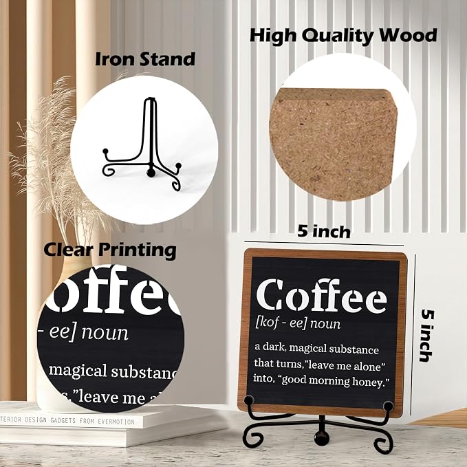 Coffee Bar Decor For Bar, Funny Cute Coffee Signs For Station Cafe Shop, Table Desk Kitchen Shelf Corner Decorations And Accessories (coffe-04) - Image 2