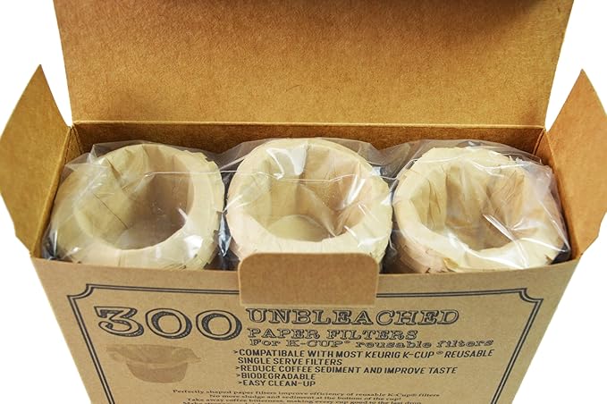 canFly Unbleached Disposable K-CUP Paper filters for Keurig single cup coffer filters compatible with Ekobrew, EZ-Cup and other Reusable K-CUP Filters (300 Count)