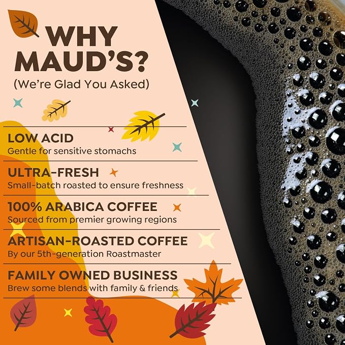 Maud's Fall Flavored Coffee Pods Variety Pack, 42ct, 6 Assorted Flavors, Medium Roast Coffee in Single Serve Pods – 100% Arabica Beans, Compatible with Keurig K Cups Maker - Image 5