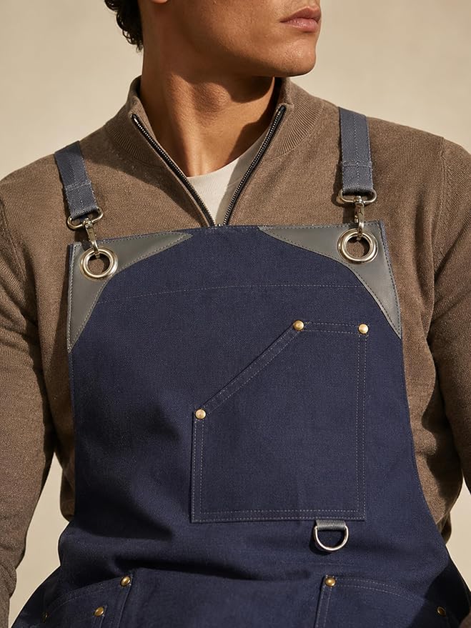 Professional Work Apron for Men & Women – 100% Cotton with waterproof Membrane, Cross Back Straps - Image 5