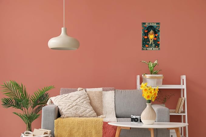 Women Gift Be Kind to Your Mind Vintage Tin Signs Hippie Boho Wall Art Encouragement Gifts for Women Home Office Bedroom Living Room Cafes Wall Decor 8x12 in - Image 5