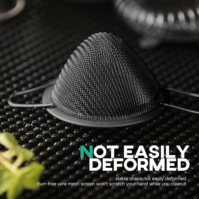 Homestia 304 Stainless Steel Fine Mesh Strainer for Kitchen, Cocktail Sieve Sifters for Food, Liquid Strainer Cup for Food, Drinks, Tea, Coffee, Juice, Noodles, Flour, Vegetable (Black)