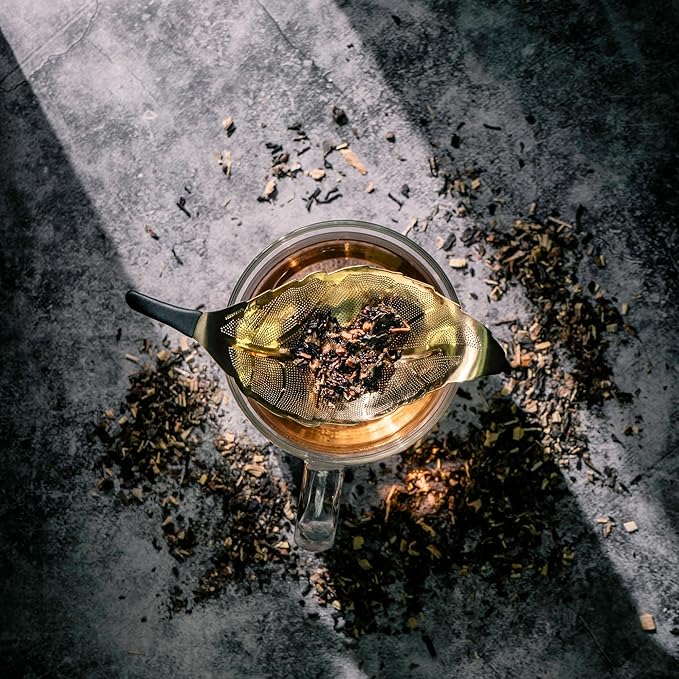 Gold Tea Strainers For Loose Tea Mesh Tea Strainer Stainless Steel Reusable Leaf Shape Tea Infuser Loose Leaf Tea Strainer Tea Filter Mesh