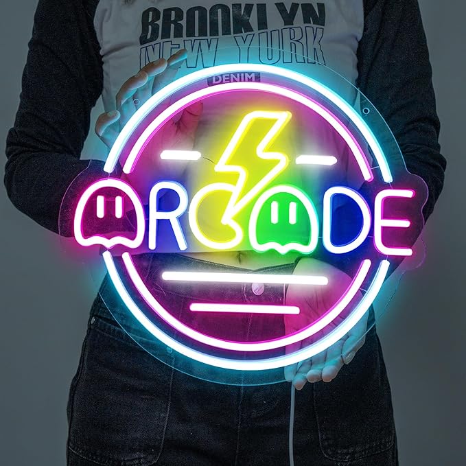 Basaneon Gamer Neon Sign for Gamer Room Decor, Dimmable Arcade Neon Signs for Wall Decor, USB Powered Bright LED Neon Gaming Signs for Boys Room, Best Gamer Gifts for Teenage Boys, Kids(13.3”x13.3”)
