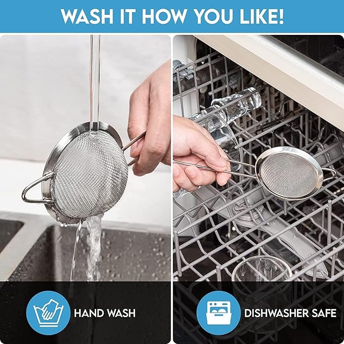 Fine Mesh Strainer - 2.8 Inch Round Sieve - Tea Strainers for Loose Tea, Coffee Strainer, Food Strainer, Juice Strainer, and Much More!