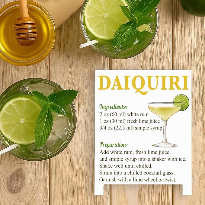 Daiquiri Recipe Rustic Bar Decor for Home Cafe Farmhouse Cocktail Sign for Kitchen Bar Cart Accessories Mixology Christmas Gift for Bartender Men Women New Couple - 5.59 x 4.33 inch Acrylic Sign - Image 5