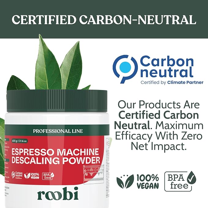 Roobi Professional Espresso Machine Descaling Powder. Carbon Neutral Espresso Descaler Powder. Up to 21 uses, 600gr. - Image 9