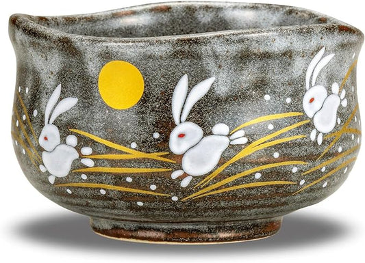 KUTANI Japanese Matcha Bowl Rabbit YAKI(Ware) by Kutani