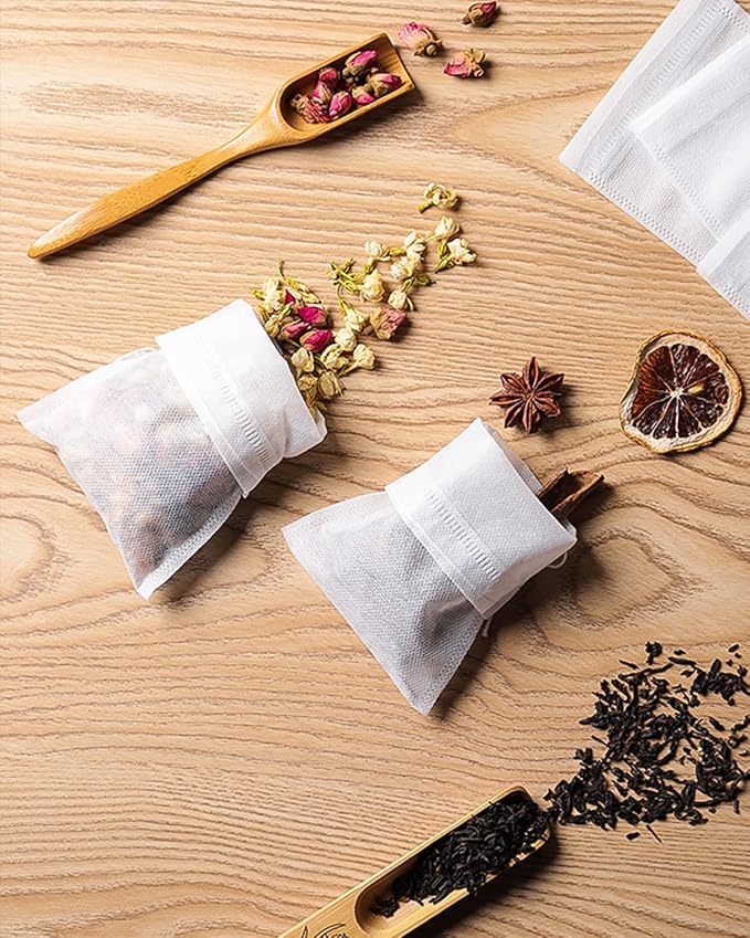 400pcs Disposable Tea Bags for Loose Leaf Tea With Free Tea Spoon - Filter Bags for Coffee, Spice, Herbs (QS218)