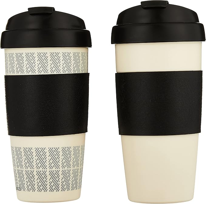 Copco 5237160 Reusable, Insulated Double Wall Travel Mugs 16-ounce White/Black, 2 Count (Pack of 6)