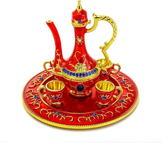 YU FENG Moroccan Teapot Set Jewelry Trinket Box Hinged Hand Painted Enamel Treasured Trinkets Collectable Jewellery Box Ring Holder For Home Decor Christmas Gift,3inch