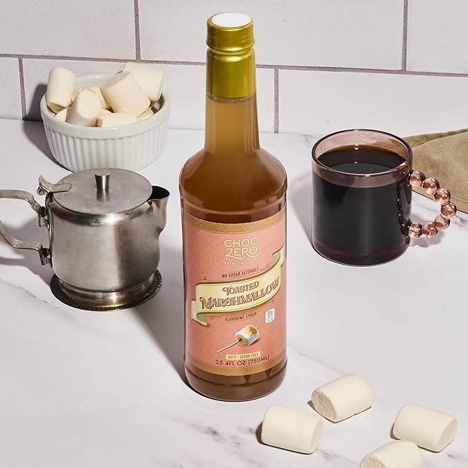 ChocZero Sugar Free Coffee Syrup, Toasted Marshmallow Flavor, No Sugar Alcohol Simple Syrup Drink Mix, Campfire Lattes, Protein Shakes & Baking, All Natural, 25.4 Ounces (Pack of 1)