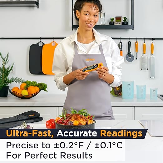 Deiss PRO Digital Meat Thermometer – Ultra Fast Digital Cooking Thermometer with Backlight Display - Waterproof Thermometer for Beef, Poultry, BBQ – Instant Read Candy Thermometer