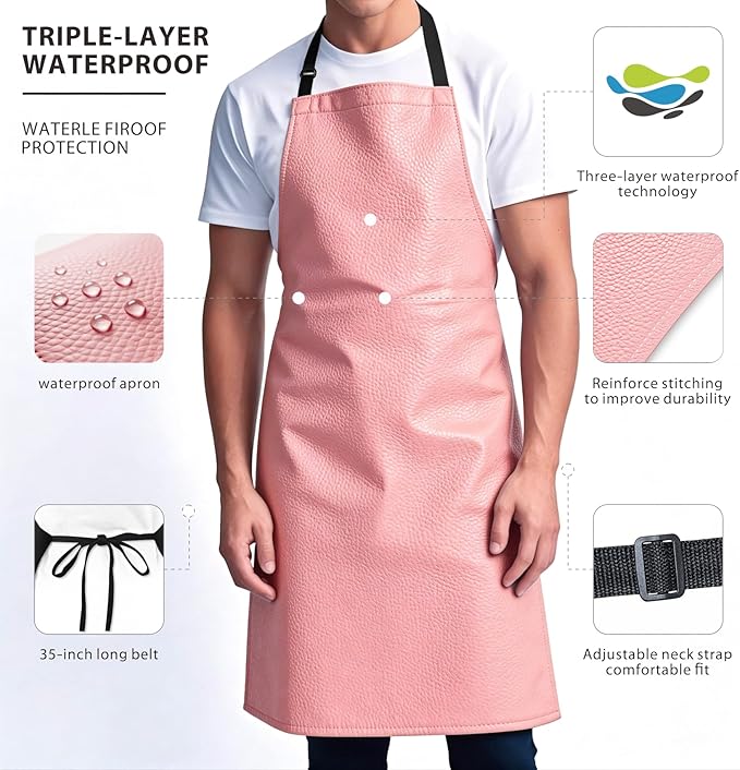GoldPig Heavy-Duty Waterproof Apron, Chemical Resistant Rubber Vinyl for Industrial, Lab, Kitchen, Butcher & Grilling (40")
