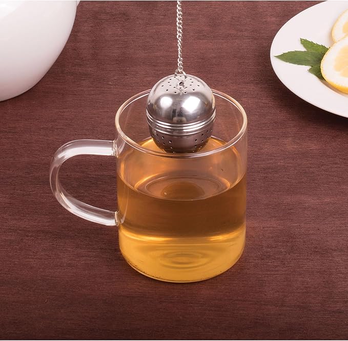 HIC Kitchen Tea Ball Infusers, 18/8 Stainless Steel, Set of 2, For Loose Leaf Tea and Mulling Spices