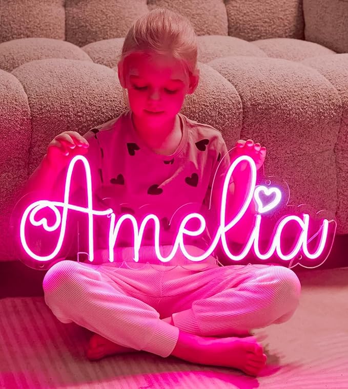 CIONAOR Custom Neon Signs, Personalized LED Name Sign for Bedroom Wall Decor, Aesthetic Nursery Light Up Sign, Dimmable Neon Letters for Boys & Girls, Custom Gifts for Family Birthday Party & Playroom