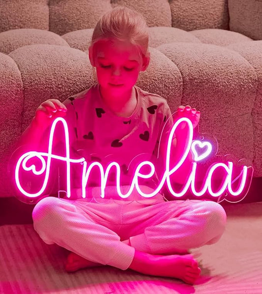 CIONAOR Custom Neon Signs, Personalized LED Name Sign for Bedroom Wall Decor, Aesthetic Nursery Light Up Sign, Dimmable Neon Letters for Boys & Girls, Custom Gifts for Family Birthday Party & Playroom