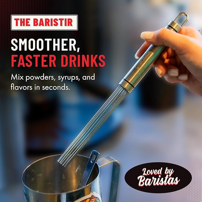 Baristir by Gosh That's Good – Barista Mixing Tool for Coffee Shops | Handheld Stirrer for Coffee, Matcha, Tea | No Clumps, Excellent Foam Control