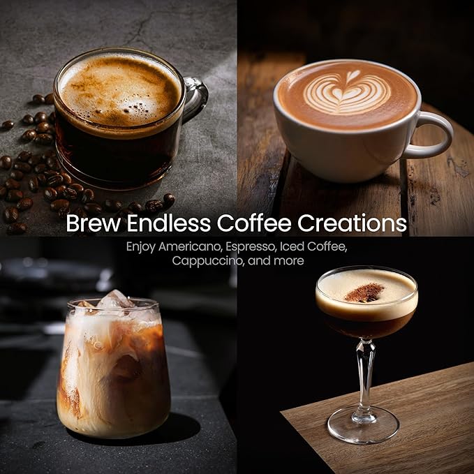 Kismile Espresso Machines with Milk Frother, Professional Espresso Coffee Machines with Removable Water Tank, Cappuccino & Latte Machine with Steam Frother for Home(Stainless Steel)