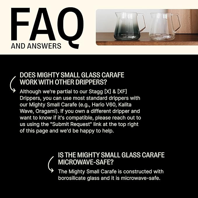 Fellow Mighty Small Glass Carafe - Manual Pour Over Coffee Beaker and Tea Steeper, Borosilicate Glass Decanter, 16.9 oz Smoke Grey Container
