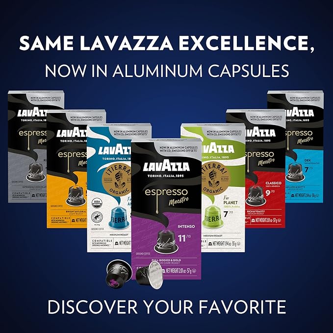 Lavazza ¡Tierra! for Planet Aluminum Capsules Compatible with Nespresso* Original Machines, Medium Espresso Roast, 100% Arabica (60 Capsules), (Pack of 2)