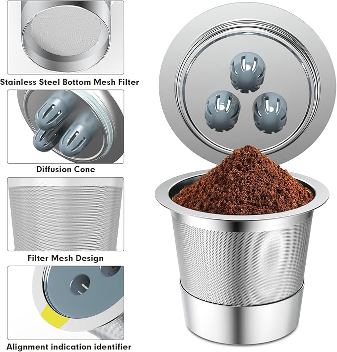 Stainless Steel Reusable K Cups Compatible for Ninja Coffee Maker,Upgrade 3 Pack K Cups Reusable Coffee Pods,Permanent Coffee Filters Fit for Ninja CFP201 CFP300 CFP400 (3Pack)