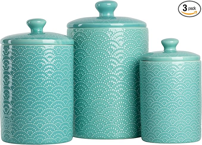 10 Strawberry Street CAN BLU Kitchen Canister Set, 3 Piece, Tide Blue