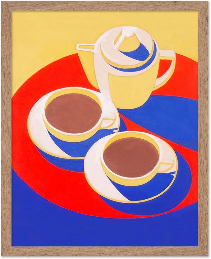 Poster Master Vintage Food & Drink Poster - Retro Colorful Coffee Print - Café Wall Art - Gift for Barista, Coffee Lovers, Café Owner - Decor for Dining Room, Kitchen, 8x10 Beige Framed