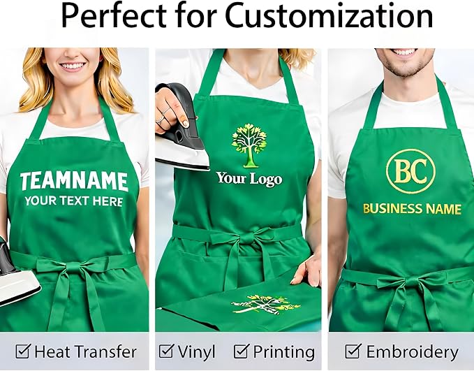 8 Pack Aprons Bulk with Pockets, Unisex Apron with Extra Long Ties for Chef, Cooking Classes, Painting, BBQ - Image 5