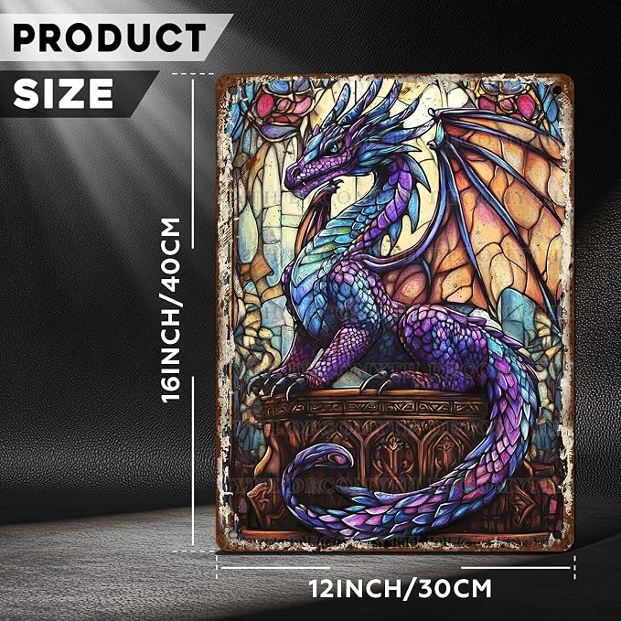 Dragon Tin Sign for Home Farm Outdoor Bathroom Restaurant Cafes Bars Club Kitchen Garage Art Wall Decor 12 * 16inch - Image 4