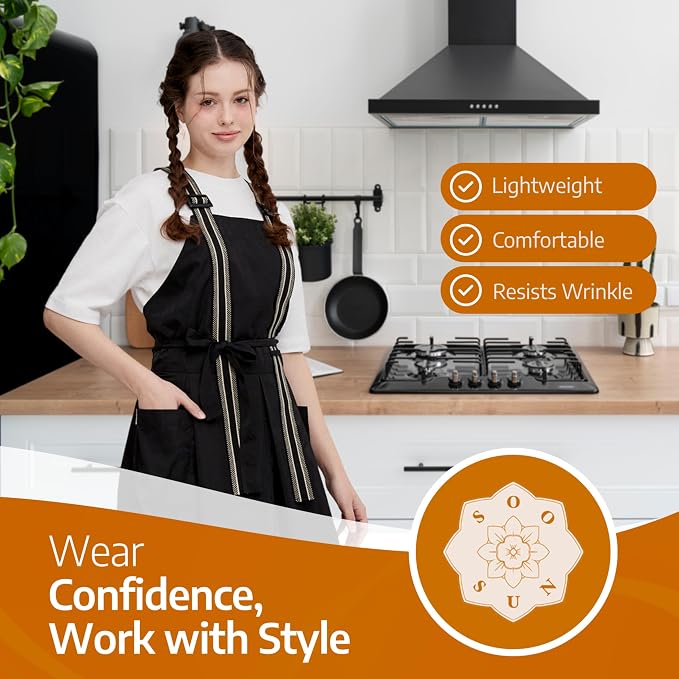 Premium Apron for Nail Techs, Hairstylists, Artists - 360 Full Coverage with Elastic Straps and 2 deep pockets - Image 8
