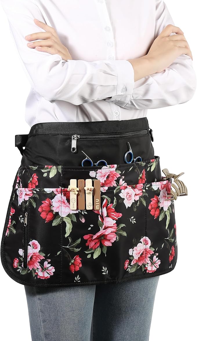 Barber Apron with 7 Pockets, Hair Stylist Apron for Men Women, Waterproof and Bleach-proof Hairdresser Bag for Cosmetology - Image 2