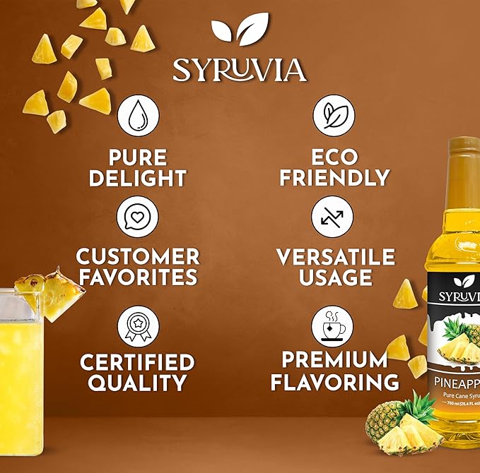 Syruvia Coffee Syrup, Caramel Pecan Flavored Syrup for Drinks, Lattes, and Desserts – 25.4 fl oz, With Pump