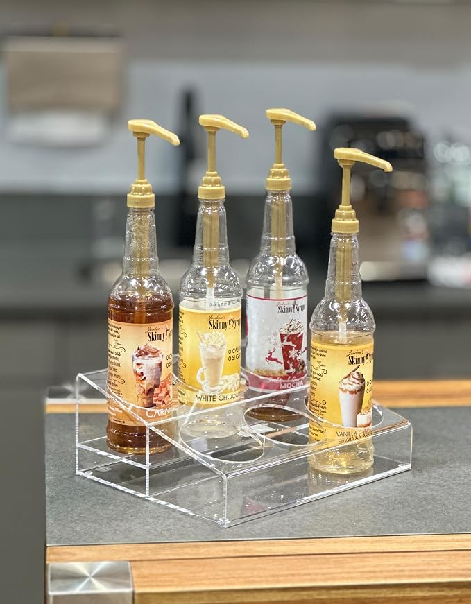 Designstyles Acrylic Coffee Syrup Organizer Rack - 2 Tier 6 Bottles Coffee Syrup Stand Organizer - Clear Acrylic Organizer for Syrups, Wine, Soda and Beer by Designstyles
