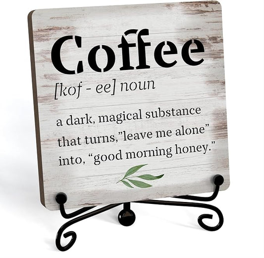 Coffee Bar Decor For Bar, Funny Cute Coffee Signs For Station Cafe Shop, Table Desk Kitchen Shelf Corner Decorations And Accessories (coffe-02) by JUSITAKEET
