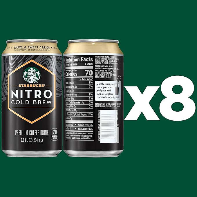 Starbucks Nitro Cold Brew, Vanilla Sweet Cream 9.6 fl oz Can (8 Pack)