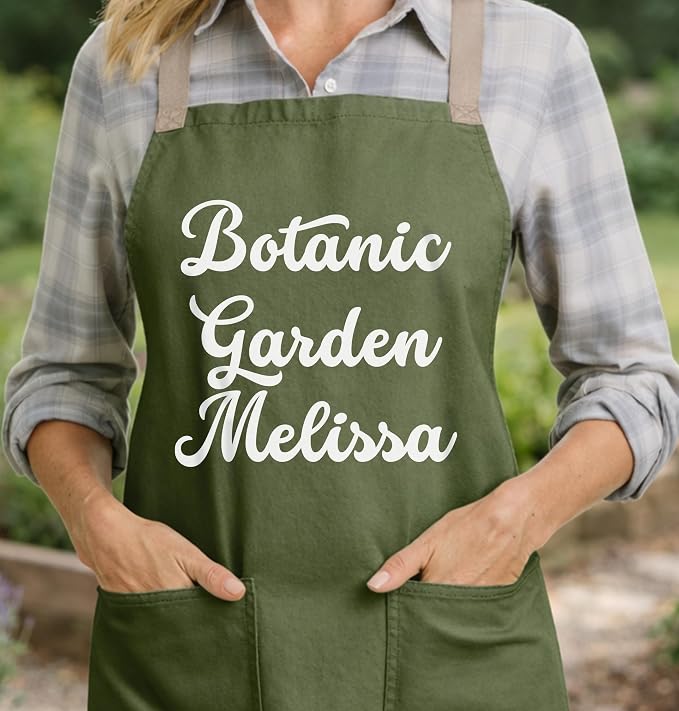 TEEAMORE Custom Apron with Pockets for Women Men Add Your Text Logo Chef Kitchen Cotton Adjustable Crossback Straps - Image 2