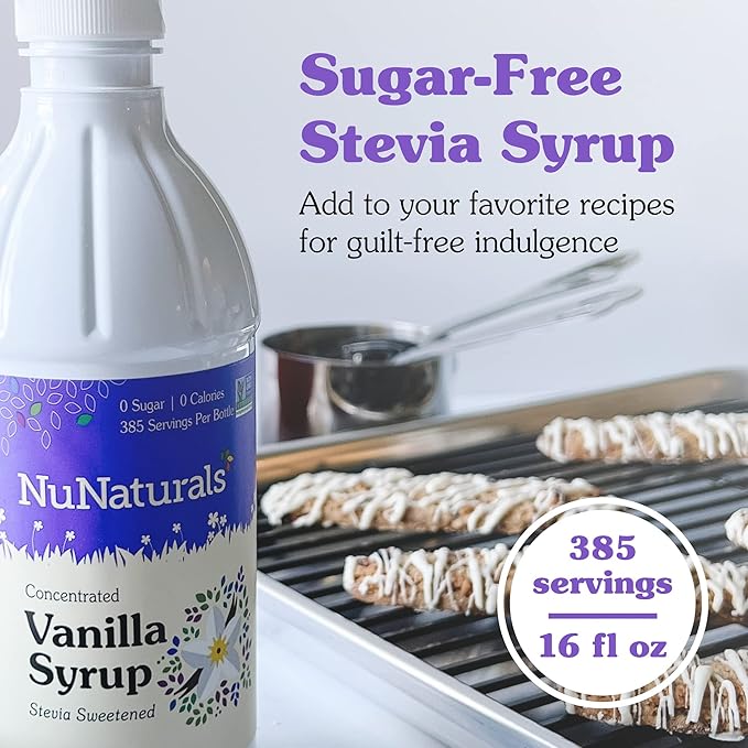 NuNaturals Stevia Syrup, Sugar-Free Sweetener, Plant-Based Sugar Substitute, Zero Calorie, Vanilla Flavor, 16 oz (Pack of 2) - Image 3