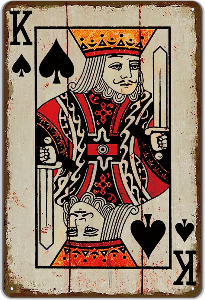 Vintage Poker Wall Decor Metal Sign Retro tin Sign Wall Decorative Signs for Man Cave Home Cafe Pub bar Shop 12x8 Inch Spades King by TREEPERI