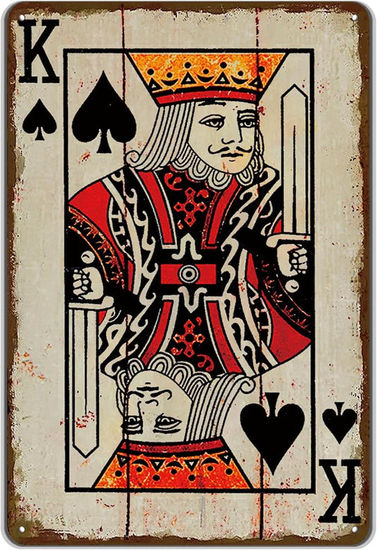 Vintage Poker Wall Decor Metal Sign Retro tin Sign Wall Decorative Signs for Man Cave Home Cafe Pub bar Shop 12x8 Inch Spades King by TREEPERI