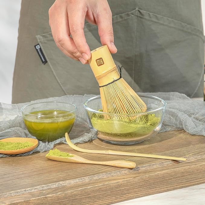 Restaurantware-Dojo Matcha Tea Whisk Set, 3-Piece Traditional Matcha Brush Set - Includes Whisk (Chasen), Scoop (Chashaku), And Spoon, Durable, Bamboo Matcha Making Set, Heat-Resistant, Sustainable