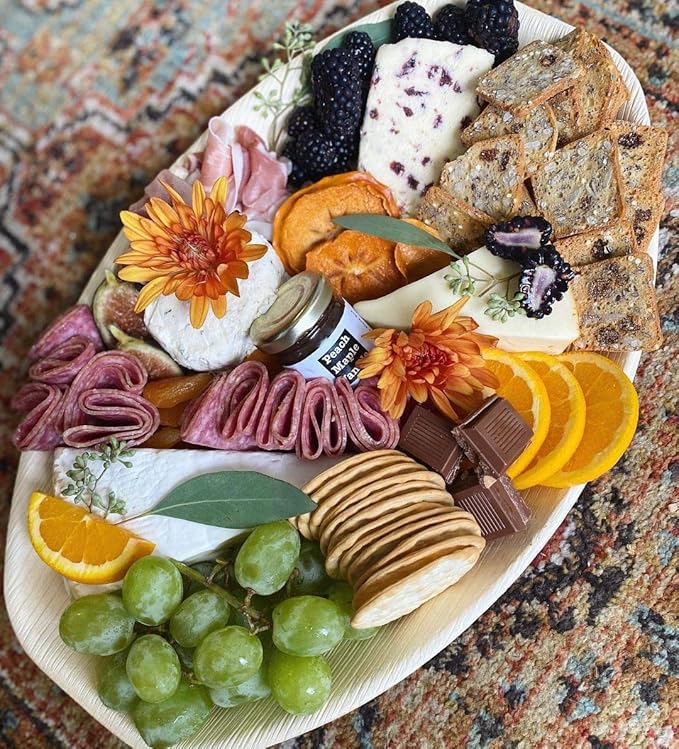 Charity Leaf Disposable Palm Leaf 15" x 10" Trays (10 pieces) Bamboo Like Serving Platters, Disposable Boards, Eco-Friendly Dinnerware For Weddings, Catering, Events