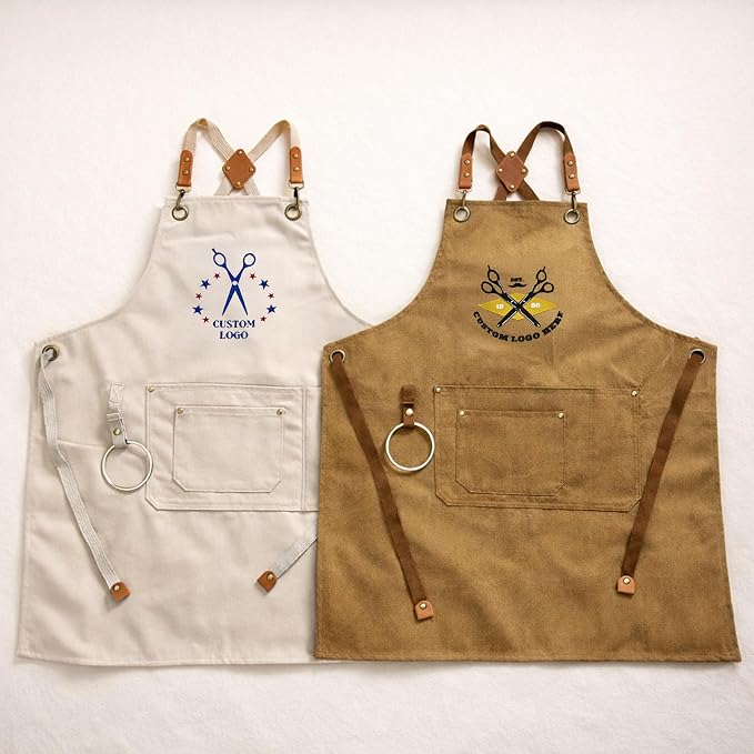 TEEAMORE Custom Design Apron for Men Women Adjustable Crossback Thick Work Apron with Pockets Personalized Canvas - Image 7