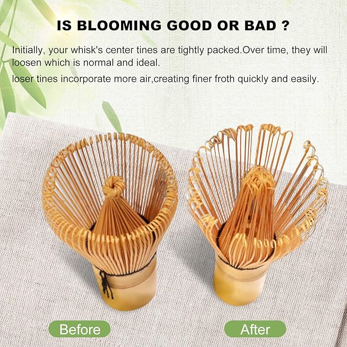 Matcha Whisk Set, 4pcs Bamboo Matcha Whisk, Wooden Scoop, Matcha Spoon, Ceramic Whisk Holder