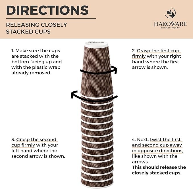 [100 SET]Harvest Pack 12 oz Disposable Coffee Cups, Insulated Ripple Double-Walled Paper Cup with Lids, Brown Geometric, Tea Hot Chocolate Drinks To go coffee cups