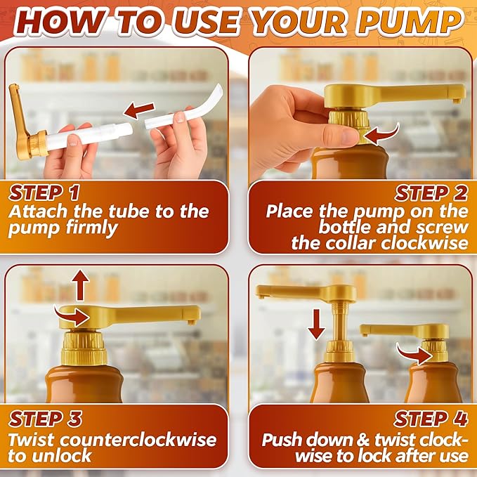 2 Pcs Sauce Pump Dispenser – Compatible with Torani, Davinci (64oz), and Ghirardelli (87-90oz) Bottles | Pump for Coffee Syrup Bottle 0.5oz Each Press – Adjustable Long Tube & Lockable Design