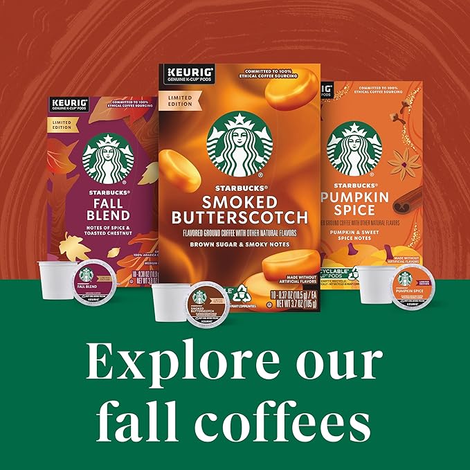 Starbucks K-Cup Coffee Pods—Pumpkin Spice Flavored Coffee—100% Arabica—Naturally Flavored—1 box (10 pods)